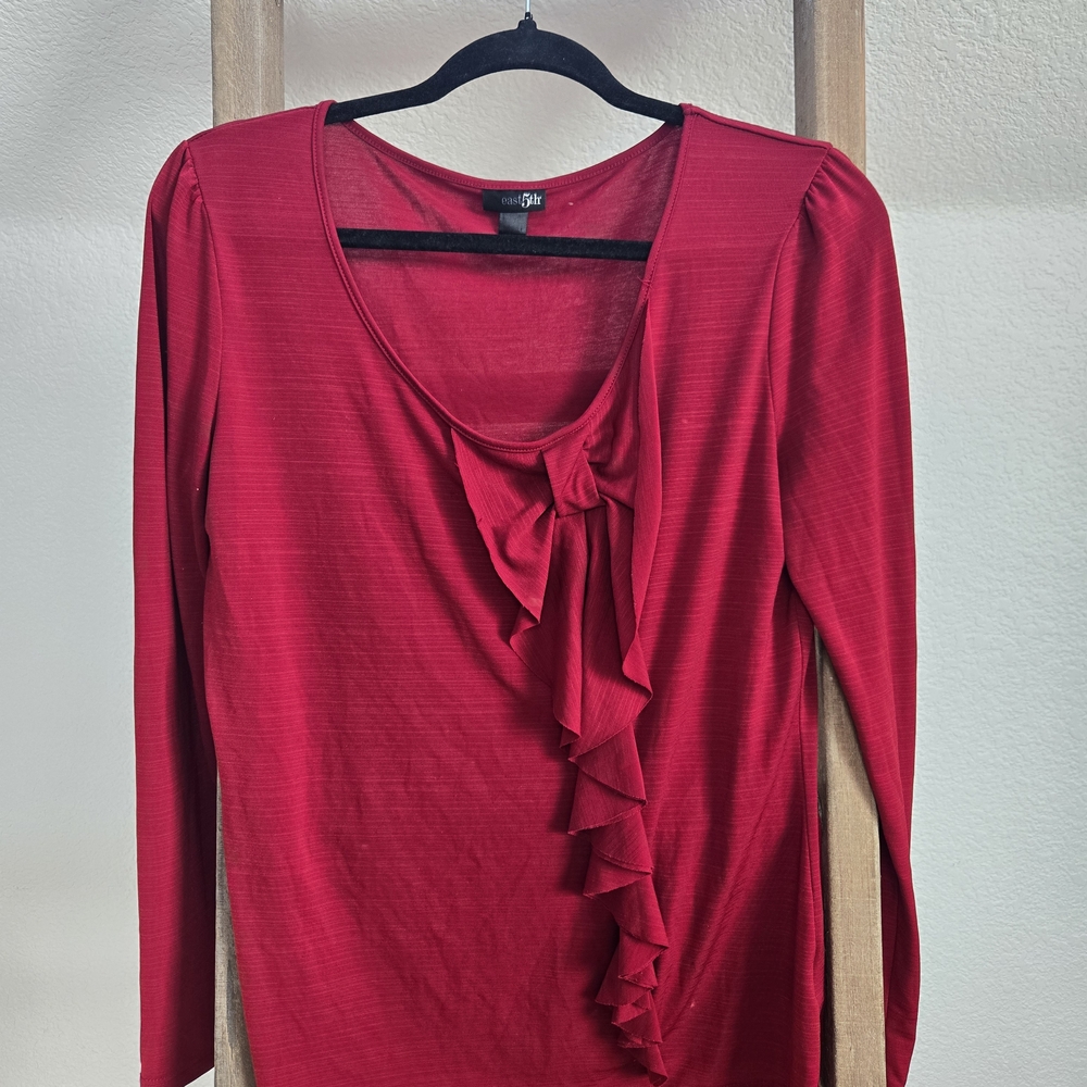 Red Ruffled Women's Top